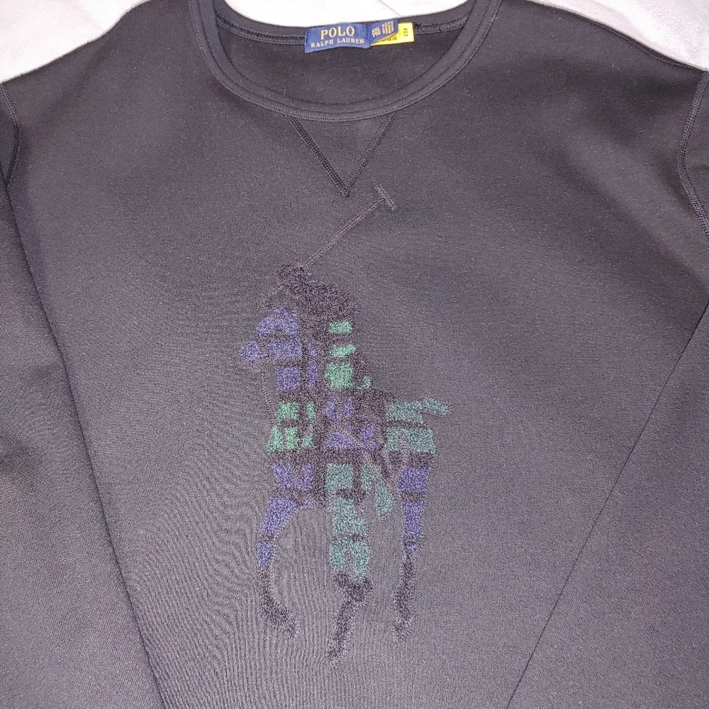 Polo Black Sweatshirt with Embroidered Logo